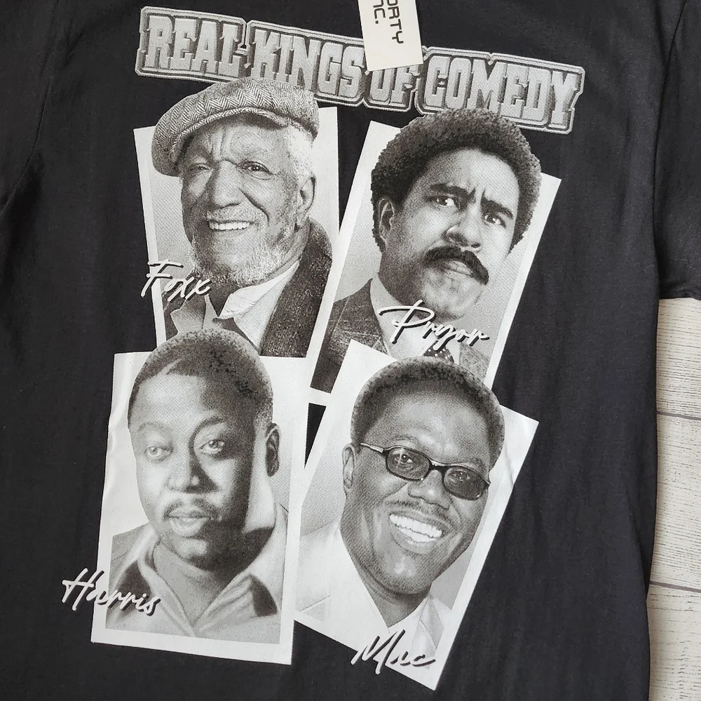 Black Graphic T-Shirt with Comedy Legends - Picture 3 of 6